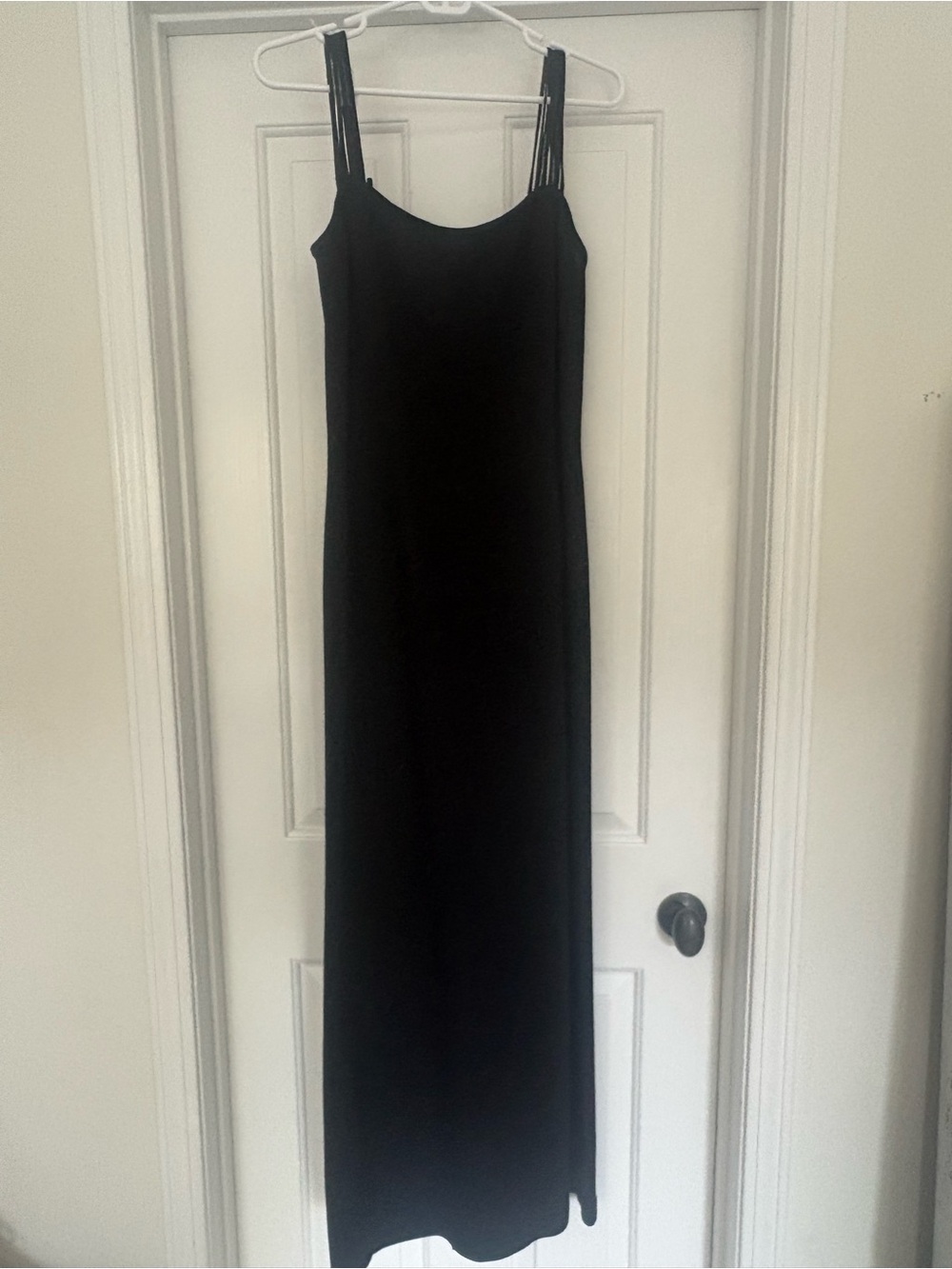 St. John Black Maxi Slip Dress with Double Straps